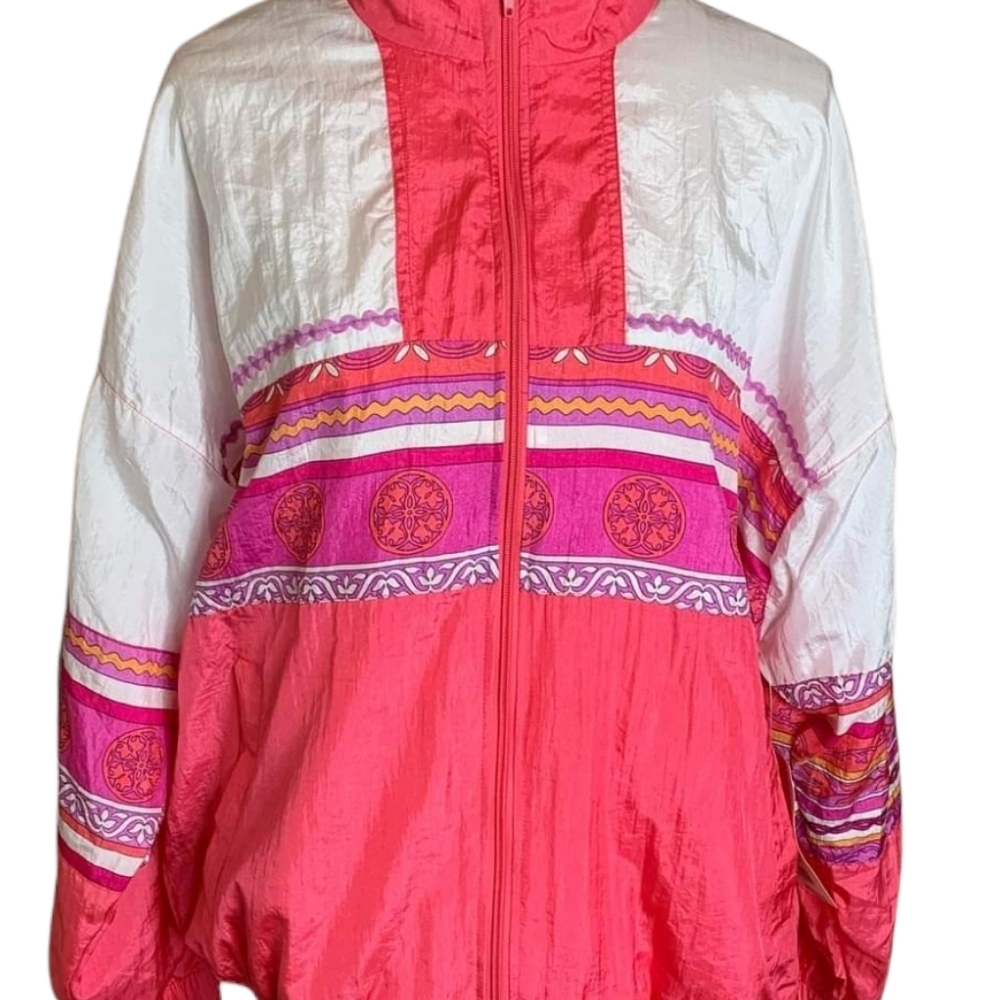 Vintage Bold Spirit Windbreaker Jacket Size Medium Colorblock Zip Up 90s Y2K NEW - Picture 4 of 12